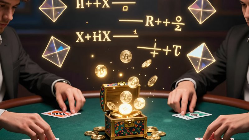 Players calculating strategy with holographic cards and coins for understanding Teen Patti welcome bonuses mathematical